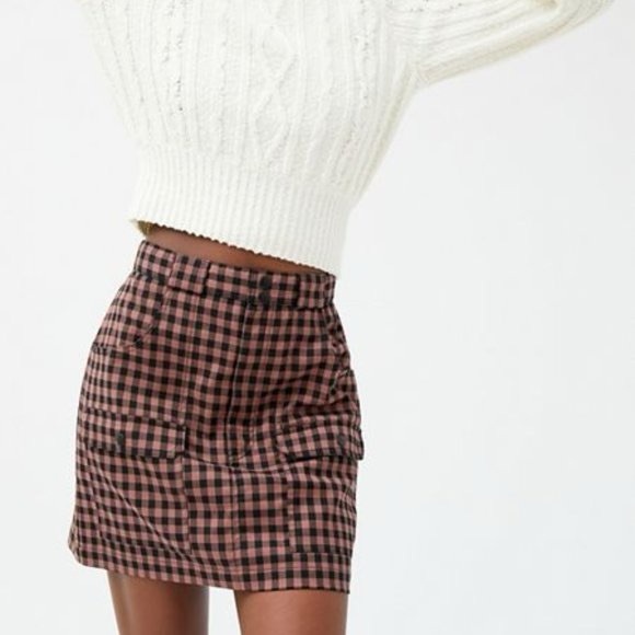 Urban Outfitters Punk Grunge Brown and Black Avril Utility Mini Skirt Size M - Picture 1 of 8